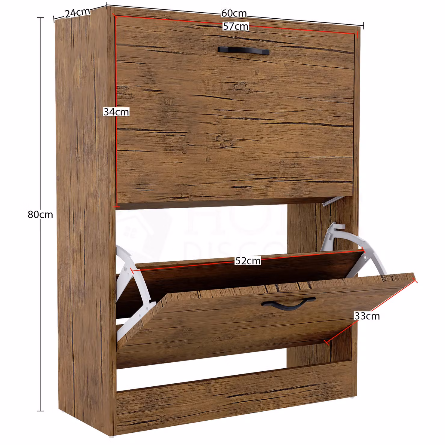 Vida Designs Modern 2 Drawer Brown Shoe Cabinet with Tilting Compartments and Internal Shelves – 2