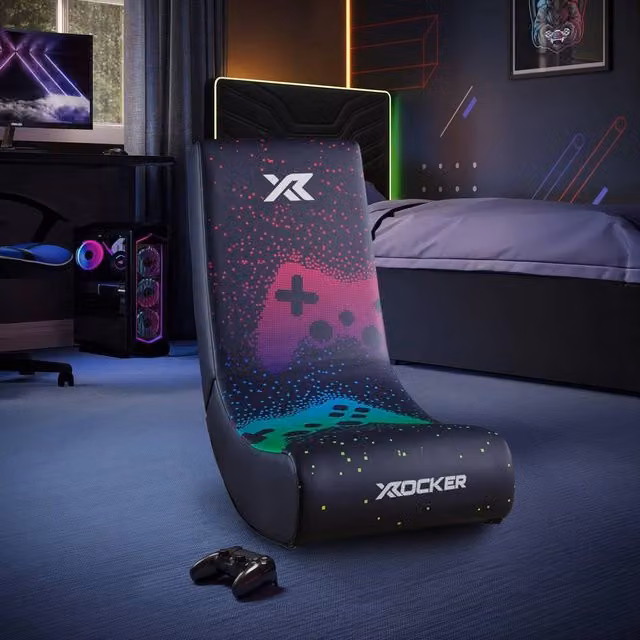 X Rocker Pixel Video Rocker Gaming Chair for Kids in Black