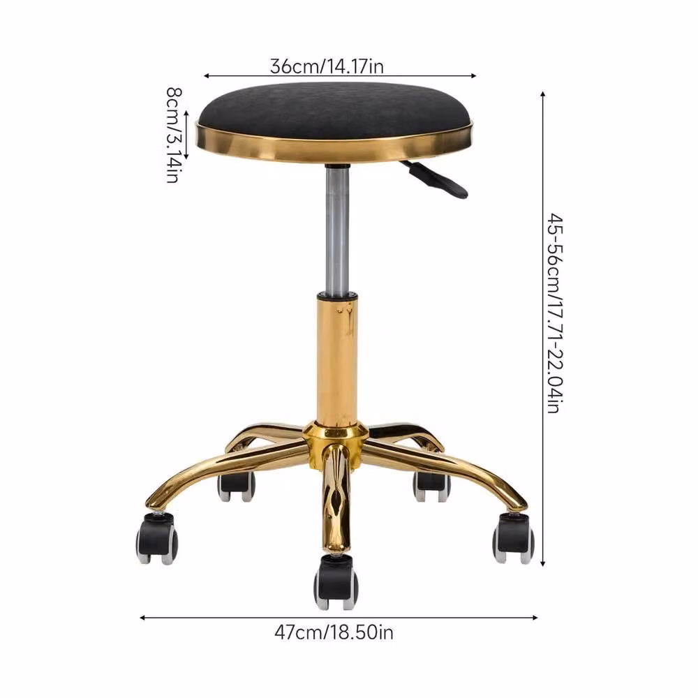 ERGOVEXA Rolling Spa Stool Barber Chair with Synthetic Leather and Metal Frame in Black – 2