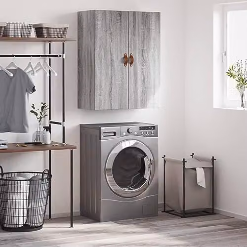 vidaXL Wall Mounted Cabinet in Grey Sonoma, W: 69.5 cm, D: 34 cm, H: 90 cm – 2