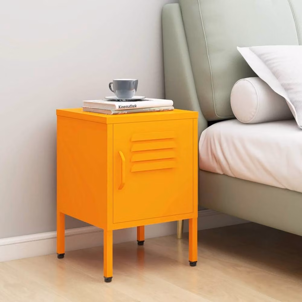 Berkfield Home Modern Metal Nightstand in Mustard Yellow, W/D/H: 35 x 35 x 51 cm – 2