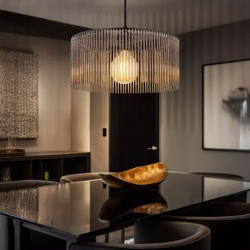 Nowa Cylinder Pendant Light in Black and Grey, Diameter: 35 cm, Height: 135 cm – 4