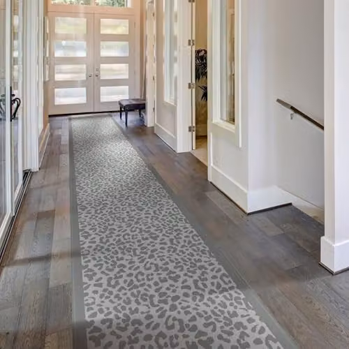 runrug Floral Hallway Runner Rug, Grey, W: 60 cm, L: 420 cm