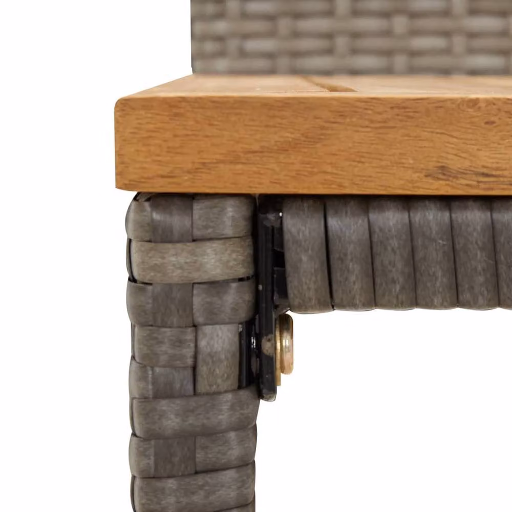 Berkfield Home 5 Piece Grey Poly Rattan and Solid Acacia Wood Garden Bar Set – 3