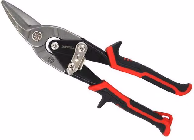 Faithfull Compound Aviation Snips Left Cut in Red and Multicolour