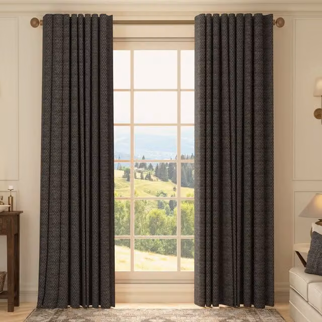 House Llewelyn-Bowen Divina Made To Measure Blackout Chenille Curtains in Nero Black