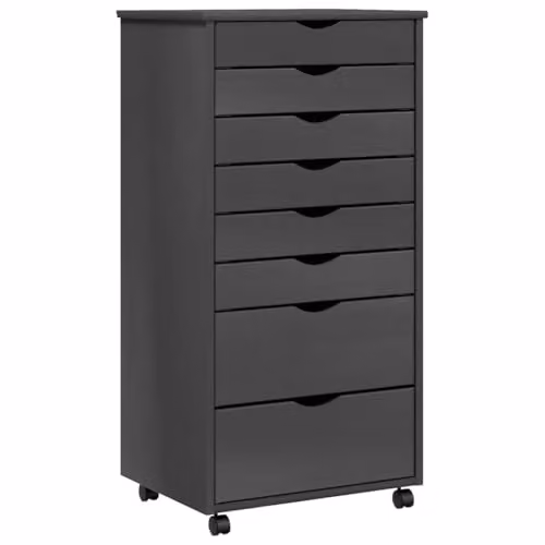 vidaXL Rolling Cabinet with Drawers in Moss Grey Solid Pine Wood – 1
