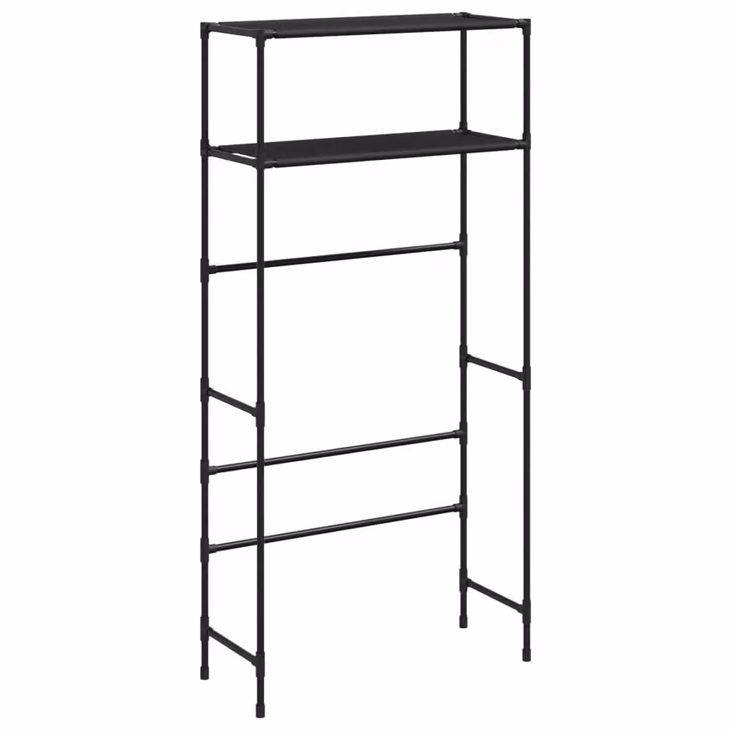 Berkfield Home 2-Tier Metal Storage Rack over Washing Machine, Black, W: 69 cm, D: 28 cm, H: 143 cm – 2