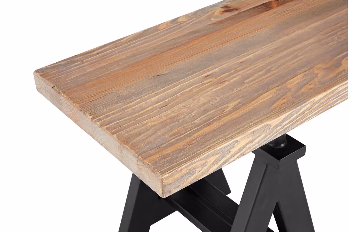Orsina Industrial Pine Wood and Metal Dining Bench in Natural – 3
