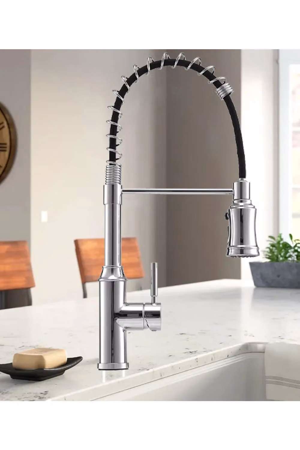 Living and Home Silver Stainless Steel Kitchen Sink Tap with Swivel Pulldown Spout and Pull-out Spray Function – 3
