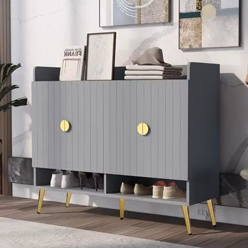 Hygrad Built to Survive Shoe Cabinet Hallway Storage Organiser in Grey, W/D/H: 120 x 35 x 100 cm – 6