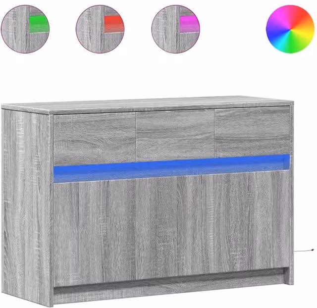 Berkfield Home Modern LED TV Cabinet in Grey Sonoma, W/D/H: 91 x 34 x 61 cm – 1