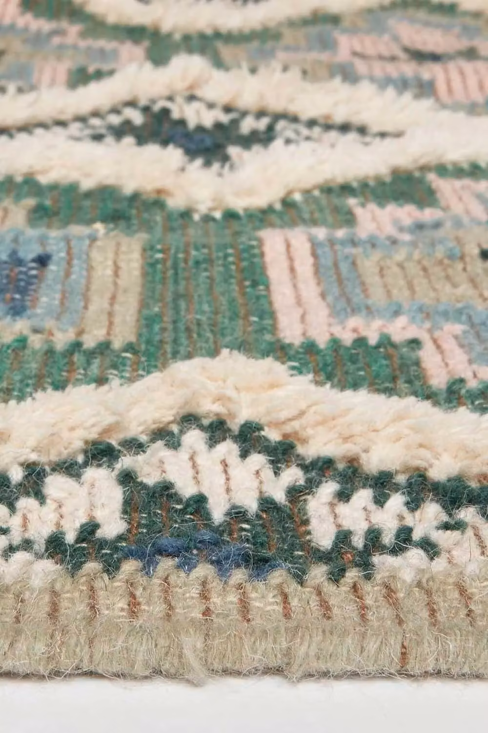 Homescapes Matala Boho Kilim Wool and Cotton Rug, Multicolour Green and Blue, W: 90 cm, L: 150 cm – 4
