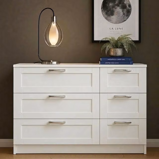 Home Treats White Wooden Bedroom Furniture Set with Wardrobe, 6-Drawer Chest and Bedside Table
