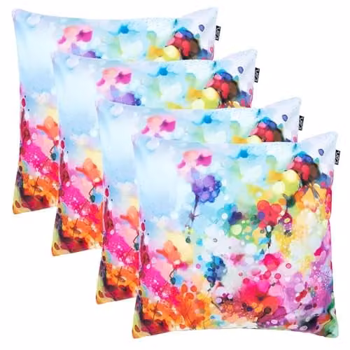 icon Set of 4 Spring Flower Outdoor Cushions, Pink and Multicolour, W/D/H: 43 x 43 x 43 cm – 1