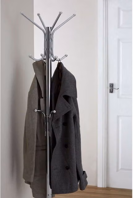 Premier Housewares Modern Silver Metal Floor Standing Coat Stand with 12 Hooks, Height: 178 cm – 5
