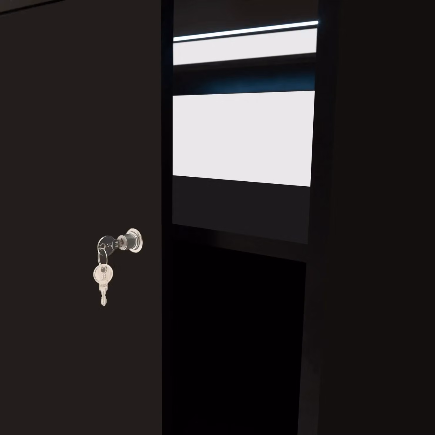 Monstershop B1500 LED Retail Shop Counter in Black with Glass Sliding Doors and Integrated Lighting – 5