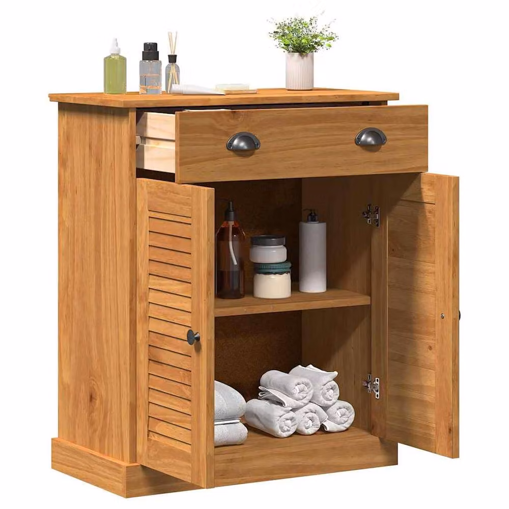 Berkfield Home Modern Bathroom Cabinet in Honey Brown Solid Pine Wood, W: 68 cm, D: 34 cm, H: 80 cm – 2