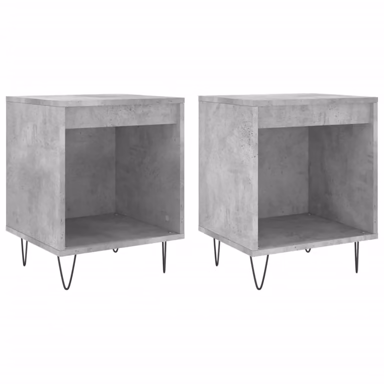 Berkfield Home Set of 2 Modern Bedside Cabinets in Concrete Grey, W: 40 cm, D: 35 cm, H: 50 cm