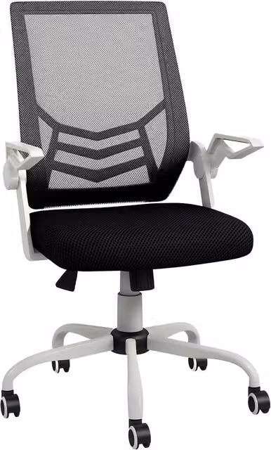 Rolipo Mesh Swivel Office Chair with Lumbar Support and Flip-Up Armrests in White – 1