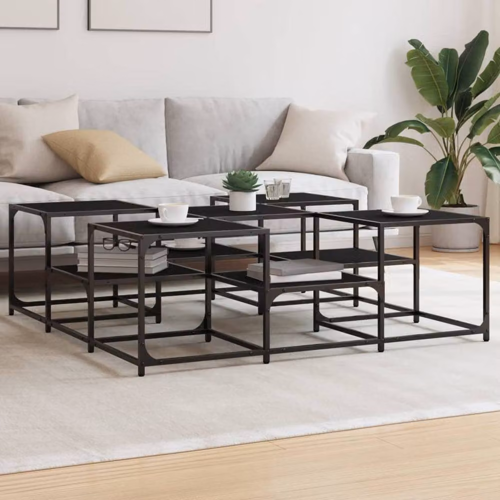 Berkfield Home Black Square Coffee Table in Engineered Wood, W/D/H: 121 x 121 x 40 cm – 2