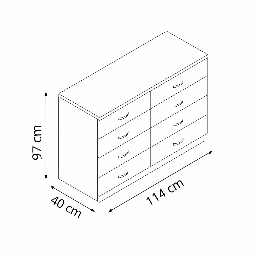 LUXURY LIFE Chilton Gloss White 8 Drawer Modern Twin Chest Of Drawers – 2