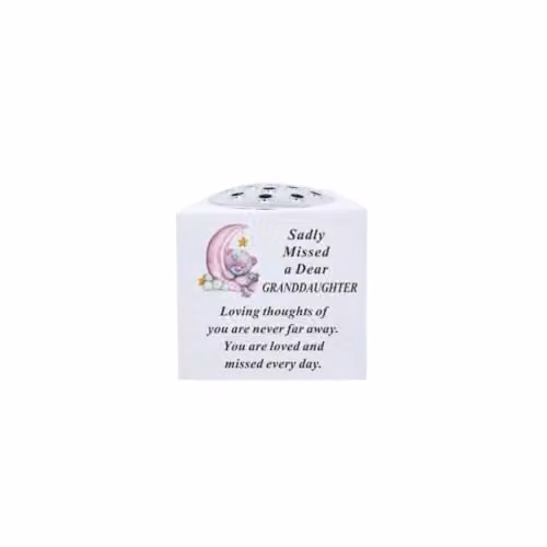 David Fischhoff Memorial Bear On Moon Rose Bowl Vase with Silver Lid in White