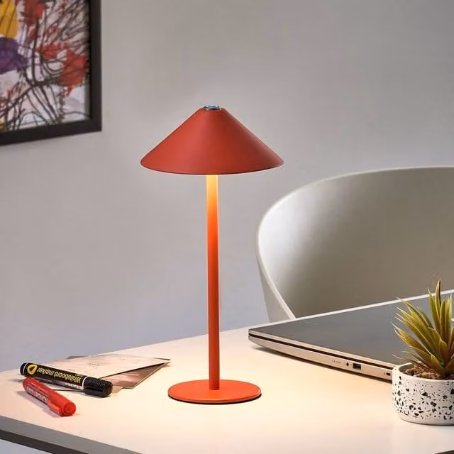 Wyld and Coco Red Aluminium Wireless LED Table Lamp, Dimmable and Rechargeable