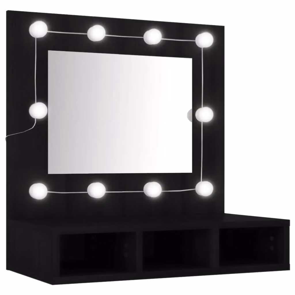 Berkfield Home Black LED Mirror Cabinet with Internal Shelves, W/D/H: 60 x 31.5 x 62 cm – 2