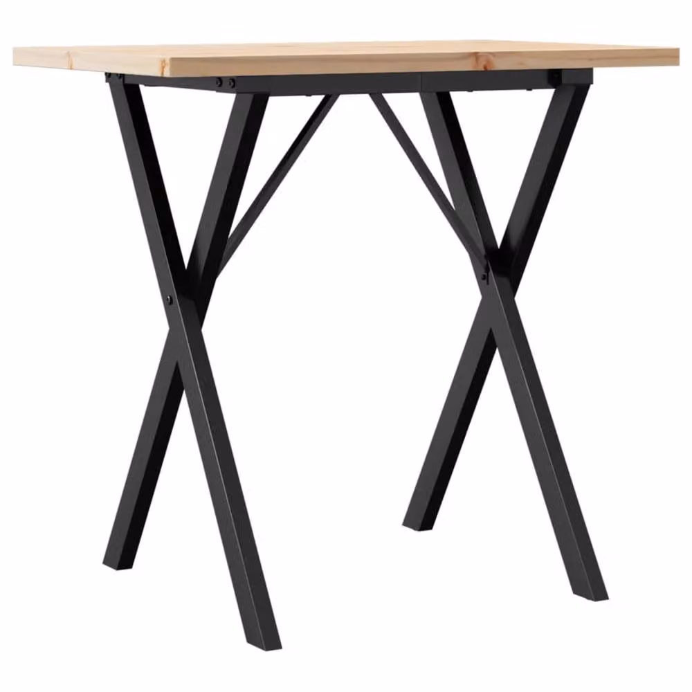 Berkfield Home X-Frame Rectangular Dining Table in Brown Solid Pine and Steel, W: 80 cm, D: 50 cm, H: 75.5 cm – 2