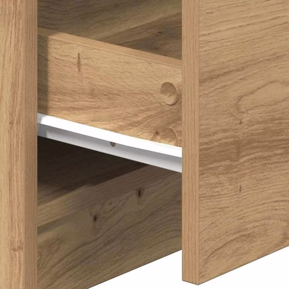 FORGEVIO Set of 2 Modern Bedside Cabinets with 2 Drawers in Natural Brown – 2