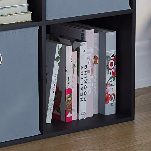Vida Designs Durham 4 Cube Storage Organiser with 2 Grey Baskets, Black, W/D/H: 64.5 x 29.0 x 64.5 cm – 3