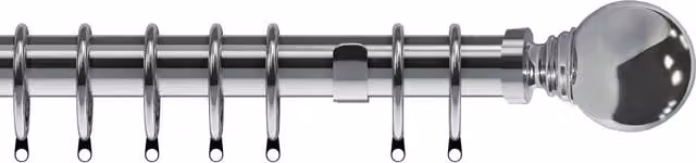 Terrys Globe 35mm Metal Curtain Pole in Silver