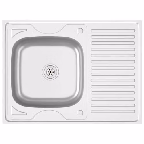 vidaXL Reversible Stainless Steel Kitchen Sink with Drainer Set, Silver, W: 80.0 cm, D: 60.0 cm, H: 15.5 cm