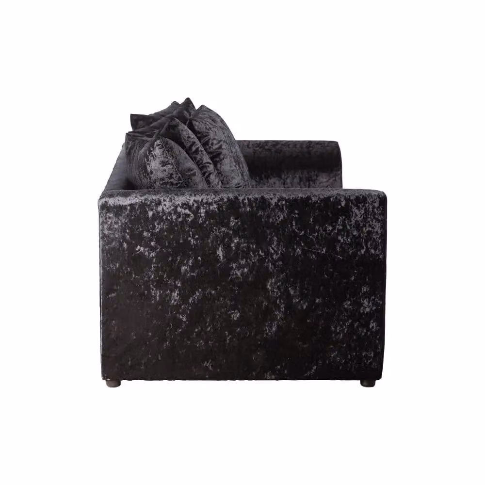 LUXURY LIFE Dylan 3 Seater Sofa in Black Crushed Velvet Fabric with Solid Wood Frame – 2