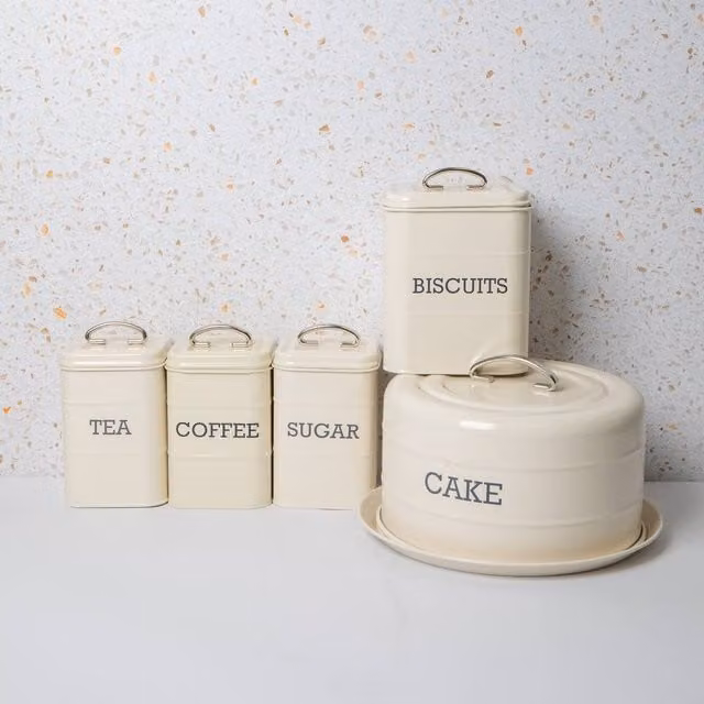 KitchenCraft 5pc Airtight and Leakproof Stainless Steel Kitchen Storage Set in Beige