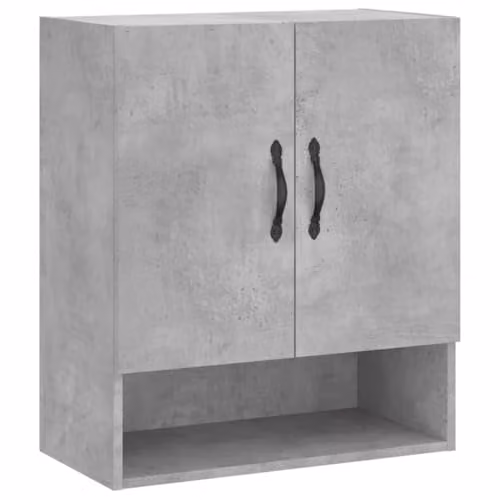 vidaXL Modern Wall-Mounted Cabinet in Grey MDF with Hinged Doors and Open Shelf, W: 60 cm, D: 31 cm, H: 70 cm – 1