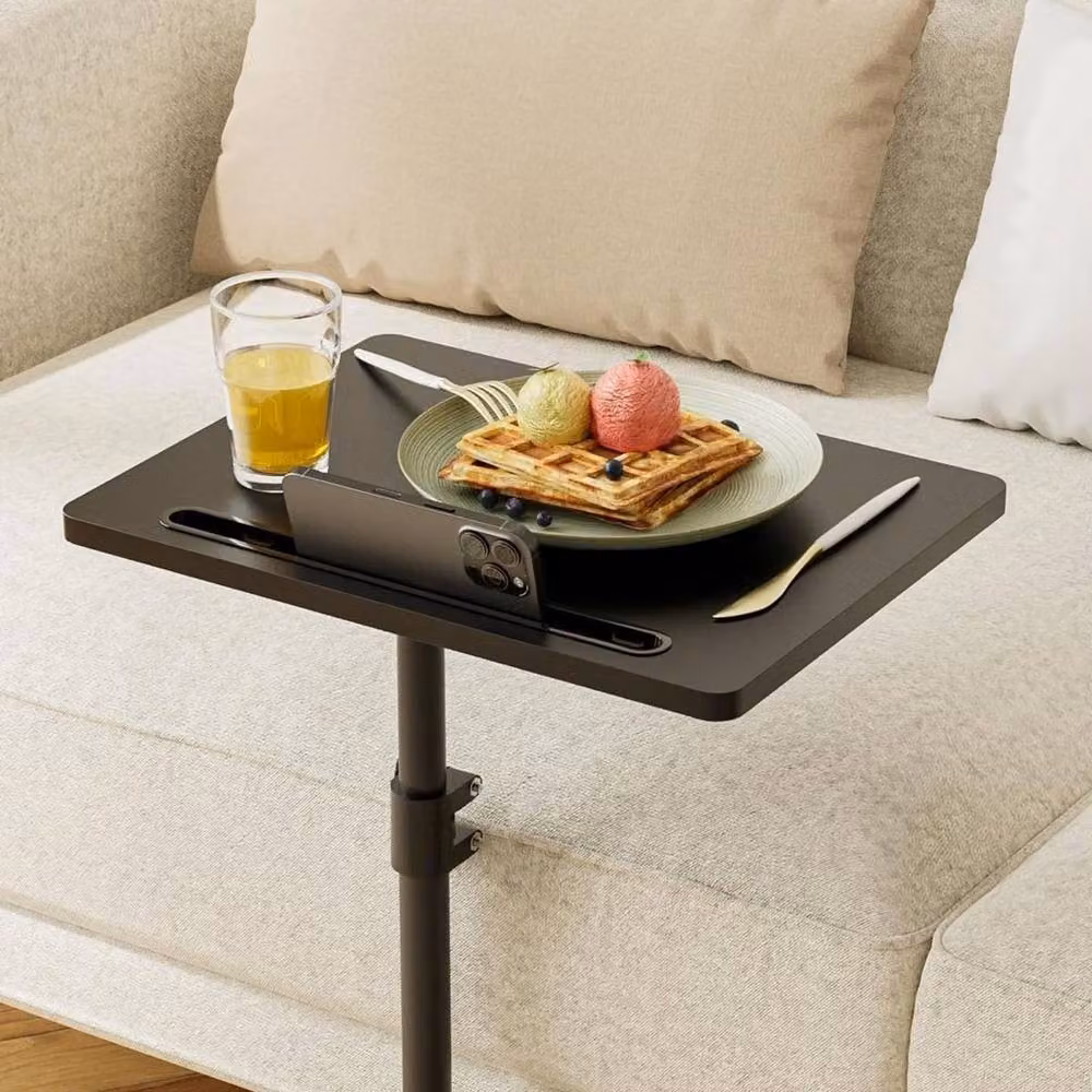 VOGREX C-Shape Side Table in Black with Height Adjustable and Rotating Top – 4