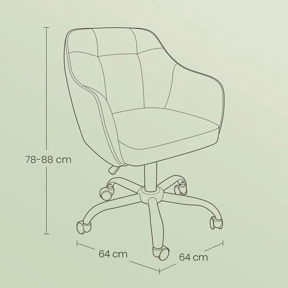 Kelvenix Modern Green Cotton-Linen Upholstered Swivel Office Task Chair with Armrests and Castors – 2