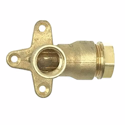 Plasson 20mm x 1/2" Push Fit MDPE Wallplate Elbow in Gold