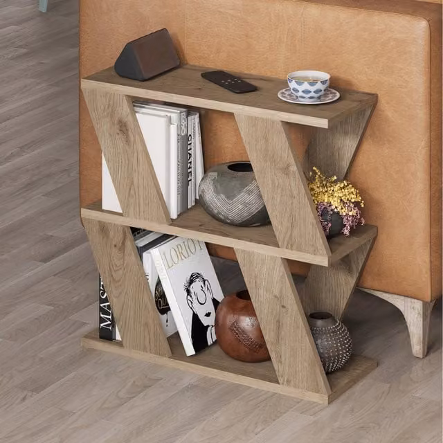 Decortie Lazena Modern 3-Tier Side Coffee Table in Light Brown – 1