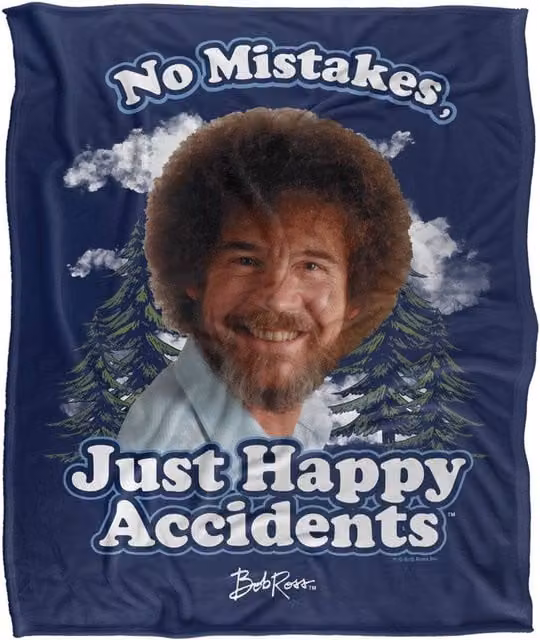 Bob Ross Happy Clouds Super Soft Fluffy Polyester Throw Blanket in Multicolour Blue, Large