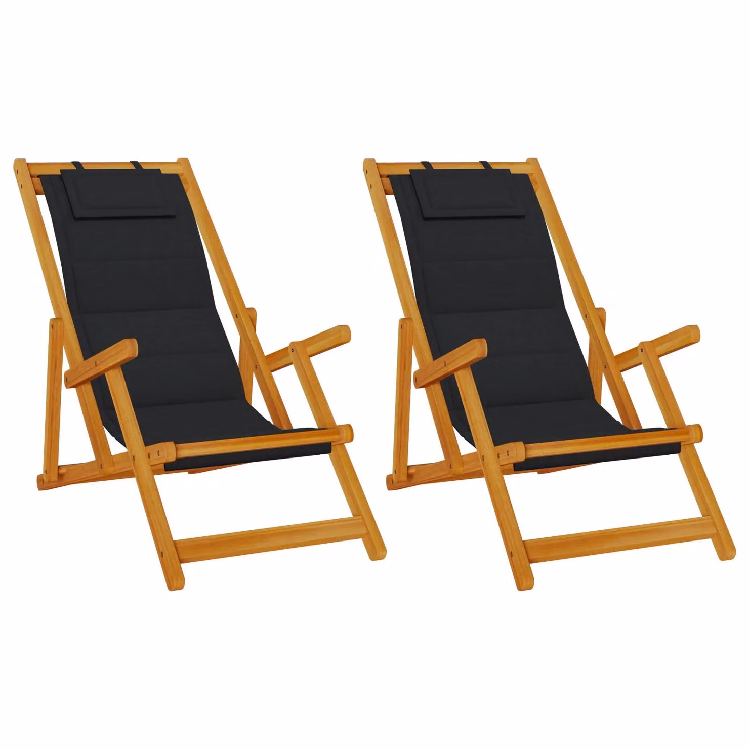 Berkfield Home Set of 2 Black Textilene Folding Beach Chairs W/D/H: 61.5 x 110 x 97 cm – 2