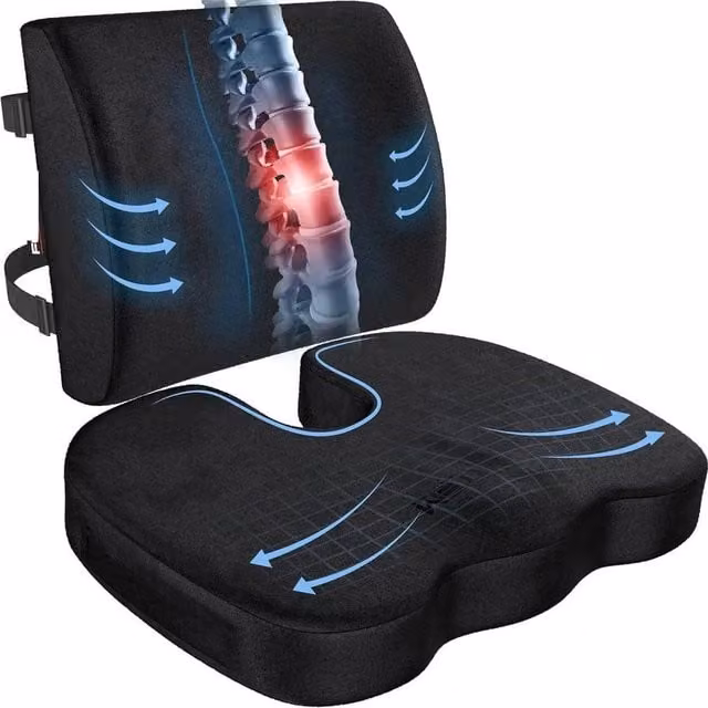 FLAVORA Orthopedic Memory Foam Soft Office and Car Seat Cushion in Black with Velvet Cover – 1
