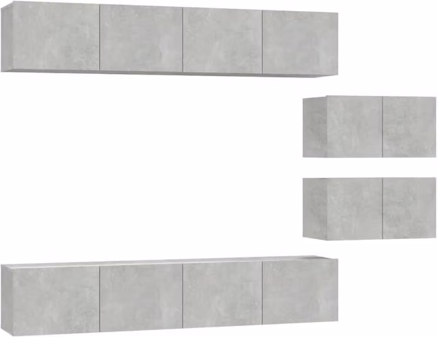 Berkfield Home 6 Piece Wall Mounted TV Cabinet Set in Matt Concrete Grey Engineered Wood
