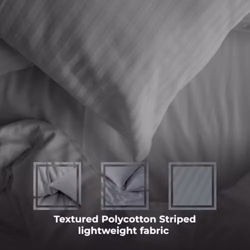 MHG Textiles Grey Striped Single Duvet Cover Set with Pillowcase, Cotton-Rich Polycotton, W/D/H: 135 x 200 cm, Pillowcase: 50 x 75 cm – 3