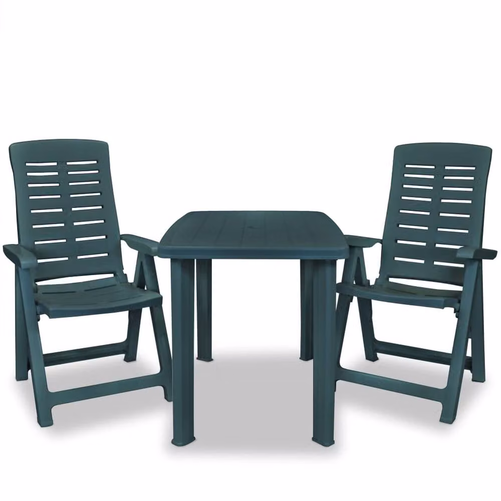 Berkfield Home 3 Piece Plastic Bistro Set in Green – 3