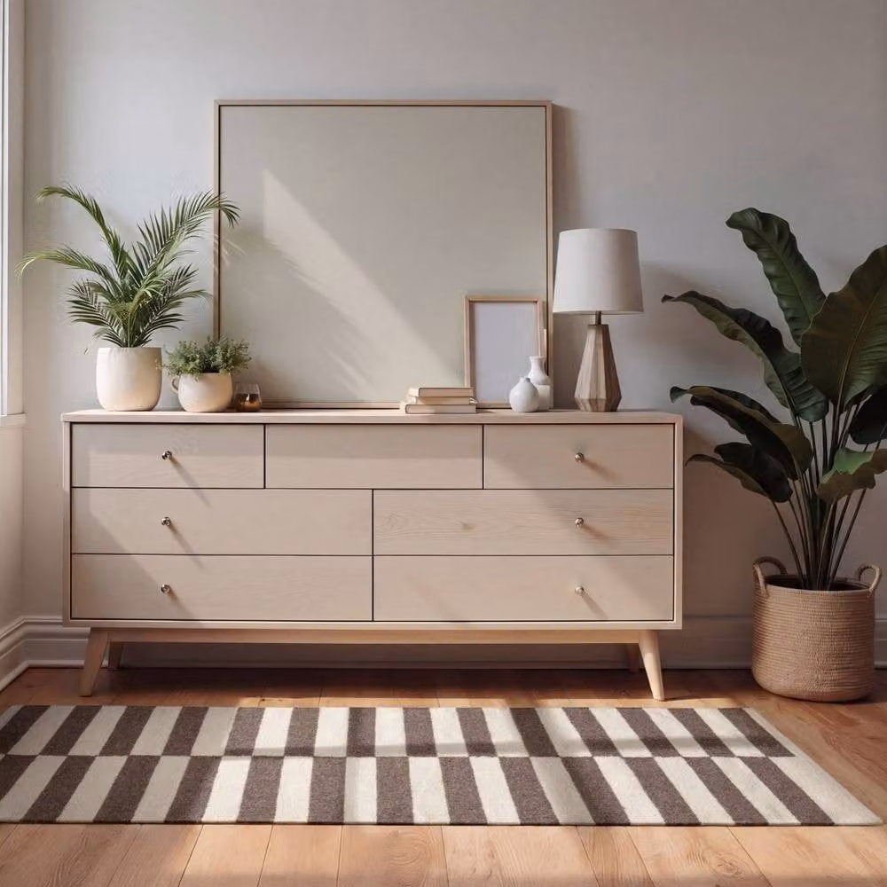 THE RUGS Vika Handwoven Wool Striped Reversible Rug in Brown, W: 160 cm, L: 230 cm – 9