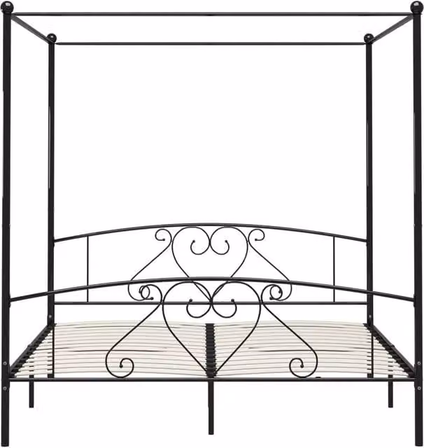 Berkfield Home Elegant Black Metal Canopy Bed Frame 200 x 200 cm