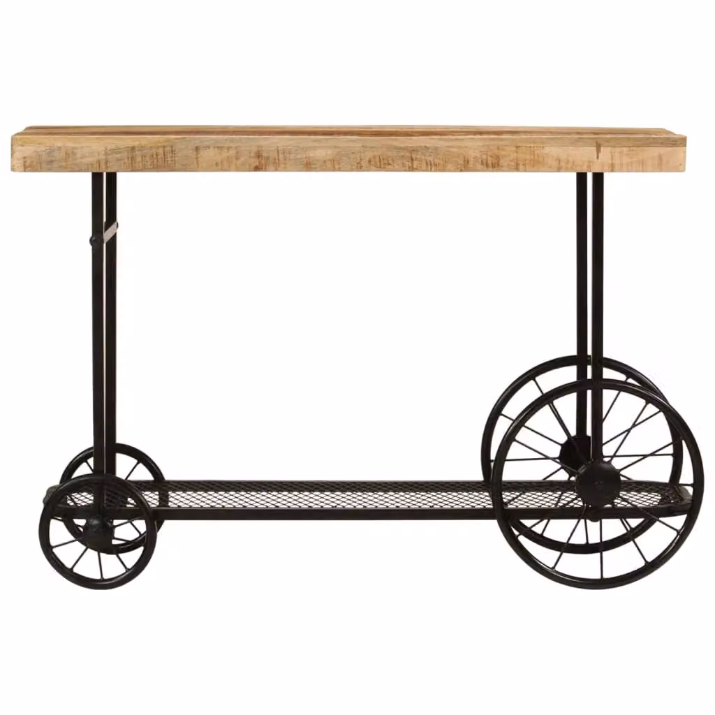 Berkfield Home Industrial Console Table in Brown, Solid Mango Wood and Iron, W/D/H: 112 x 36 x 76 cm – 2